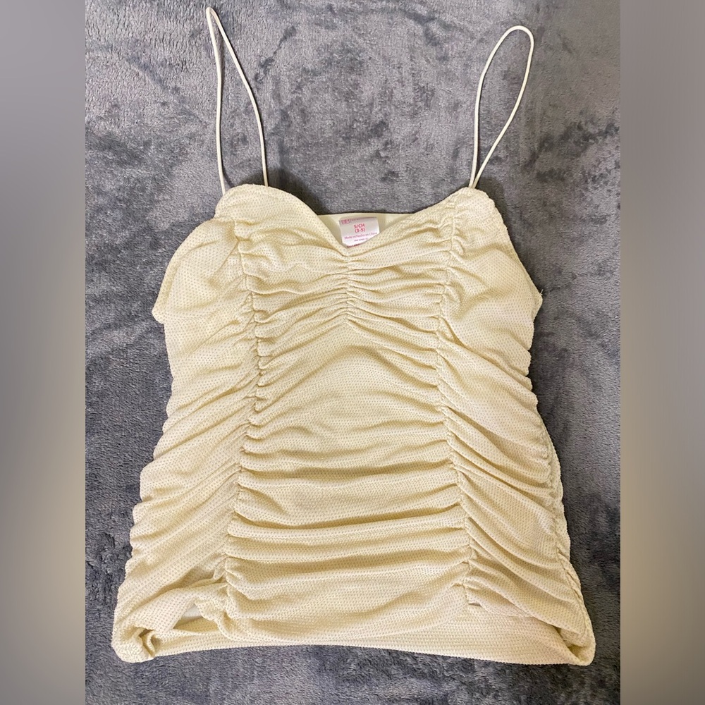 Elegant Cream Ruched Women's Top